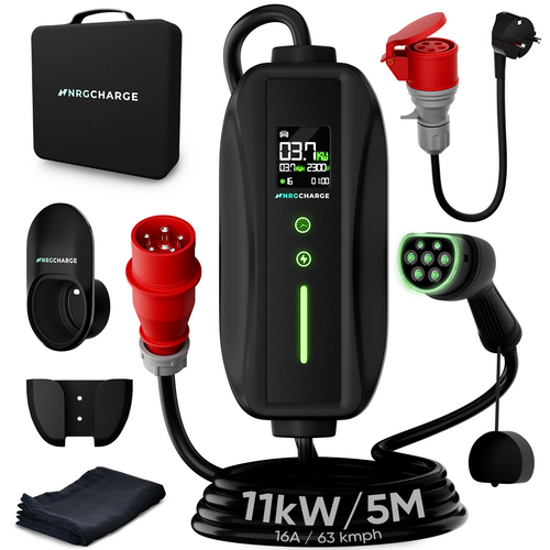NRG CHARGE Type 2 Portable EV Charger 11 kW (5 m, 3-Phase) – Fast Charging Cable for Tesla, VW, BMW & More