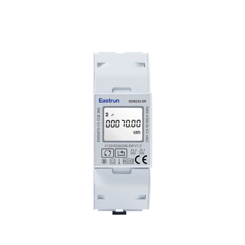 SDM230DR-MID Single-Phase 100A Direct Connected DIN Rail Digital kWh Pulse Meter with Partial Resettable kWh - MID Certified