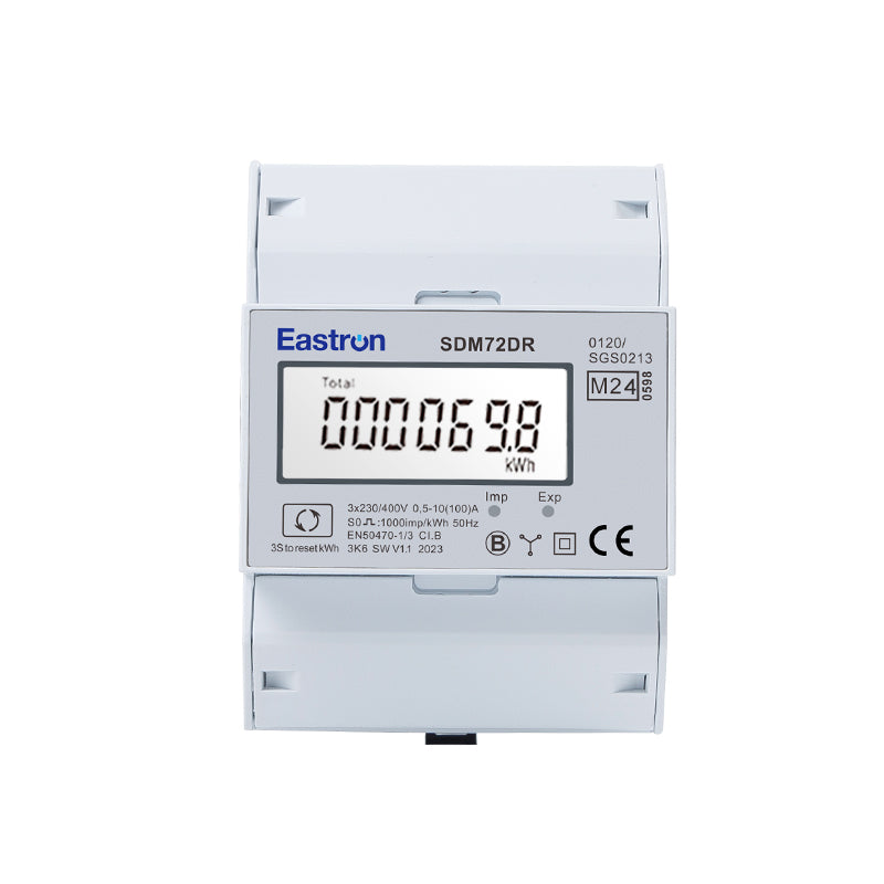 SDM72DR-MID Three-Phase 100A Direct Connected DIN Rail Digital kWh Pulse Meter with Partial Resettable kWh - MID Certified