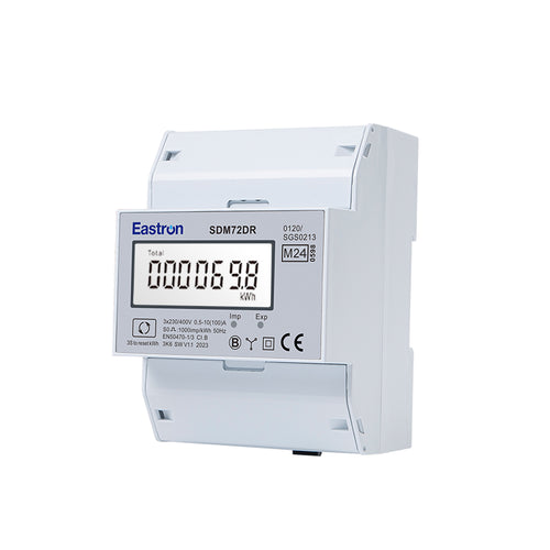 SDM72DR-MID Three-Phase 100A Direct Connected DIN Rail Digital kWh Pulse Meter with Partial Resettable kWh - MID Certified