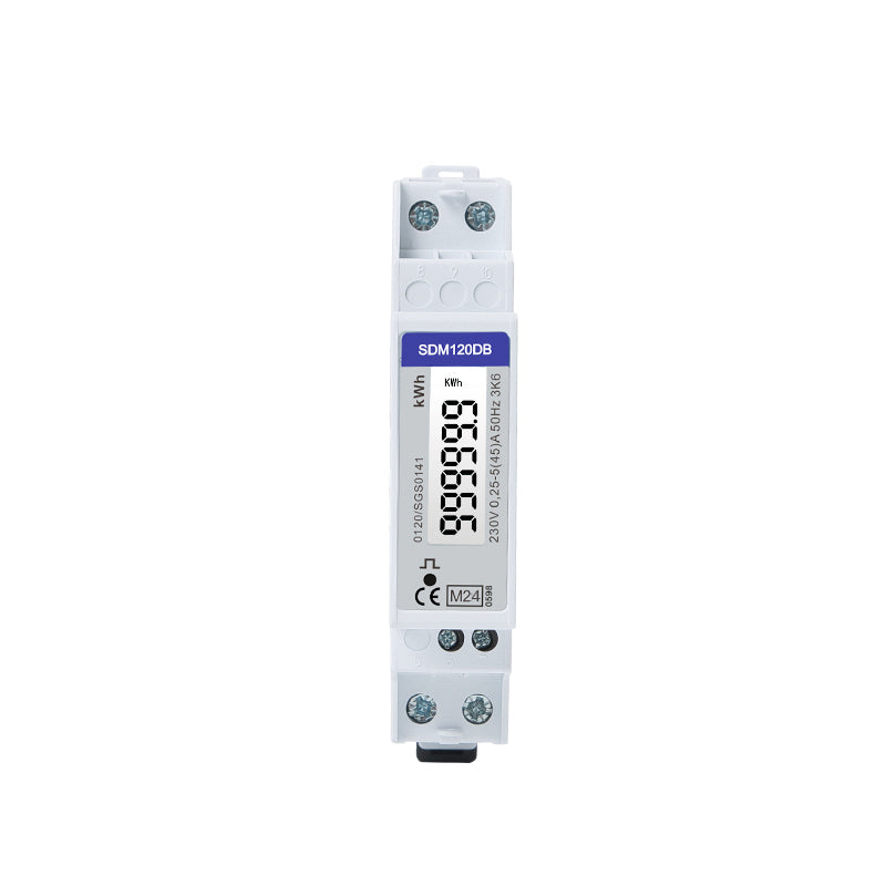 SDM120DB-MID Single-Phase 45A Direct Connected DIN Rail Digital kWh Pulse Meter with Backlight - MID Certified