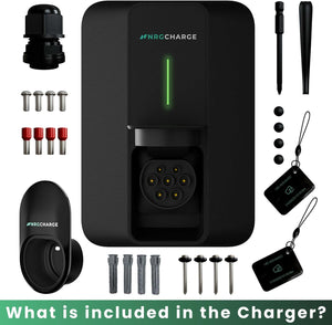 NRG CHARGE VELOX | Electric Vehicle Charger | Untethered | Type 2 | Single Phase | Level 2 Wall Mount EV Home Charger | Black | Compact 255×180×105mm (Black, 7,4 kW)