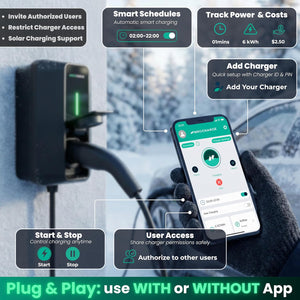 NRG CHARGE VELOX | Electric Vehicle Charger | Untethered | Type 2 | Single Phase | Level 2 Wall Mount EV Home Charger | Black | Compact 255×180×105mm (Black, 7,4 kW)