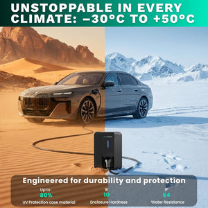 NRG CHARGE VELOX | Electric Vehicle Charger | Untethered | Type 2 | Single Phase | Level 2 Wall Mount EV Home Charger | Black | Compact 255×180×105mm (Black, 7,4 kW)