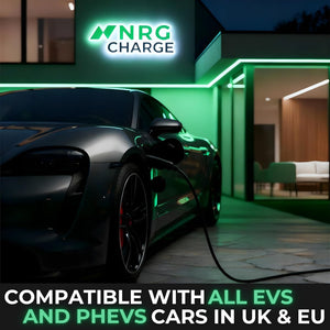 NRG CHARGE VELOX | Electric Vehicle Charger | Untethered | Type 2 | Single Phase | Level 2 Wall Mount EV Home Charger | Black | Compact 255×180×105mm (Pure White, 7,4 kW)