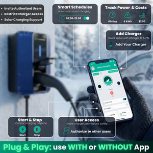 NRG CHARGE VELOX | Electric Vehicle Charger | Untethered | Type 2 | Single Phase | Level 2 Wall Mount EV Home Charger | Black | Compact 255×180×105mm (Sapphire Blue, 7,4 kW)