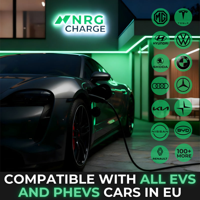 NRG CHARGE Type 2 Portable EV Charger 11kW (10m, 3-Phase) – Fast Charging Cable for Tesla, VW, BMW & More