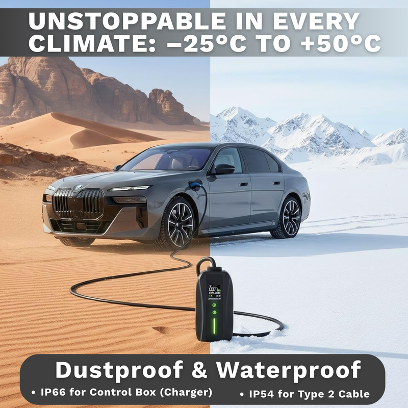 NRG CHARGE Type 2 Portable EV Charger 11kW (10m, 3-Phase) – Fast Charging Cable for Tesla, VW, BMW & More