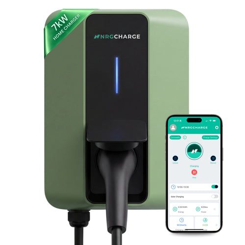 NRG CHARGE VELOX | Electric Vehicle Charger | Untethered | Type 2 | Single Phase | Level 2 Wall Mount EV Home Charger | Black | Compact 255×180×105mm (Sage Green, 7,4 kW)