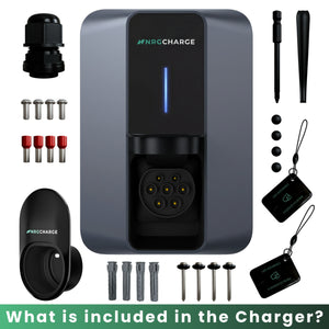 NRG CHARGE VELOX | Electric Vehicle Charger | Untethered | Type 2 | Single Phase | Level 2 Wall Mount EV Home Charger | Black | Compact 255×180×105mm (Antracite Grey, 7,4 kW)