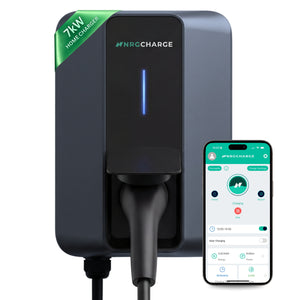 NRG CHARGE VELOX | Electric Vehicle Charger | Untethered | Type 2 | Single Phase | Level 2 Wall Mount EV Home Charger | Black | Compact 255×180×105mm (Antracite Grey, 7,4 kW)