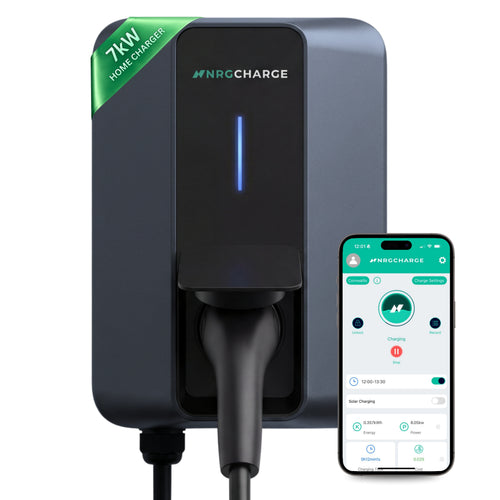 NRG CHARGE VELOX | Electric Vehicle Charger | Untethered | Type 2 | Single Phase | Level 2 Wall Mount EV Home Charger | Black | Compact 255×180×105mm (Antracite Grey, 7,4 kW)
