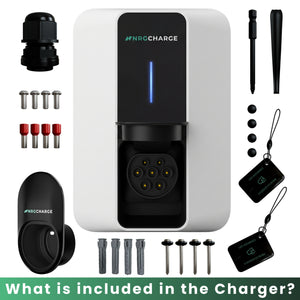 NRG CHARGE VELOX | Electric Vehicle Charger | Untethered | Type 2 | Single Phase | Level 2 Wall Mount EV Home Charger | Black | Compact 255×180×105mm (Pure White, 7,4 kW)